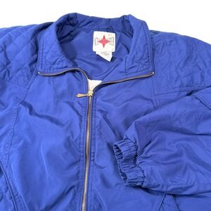 Active Frontier XL Blue Windbreaker Quilted Shoulder Full Zip Jacket Vintage 90s